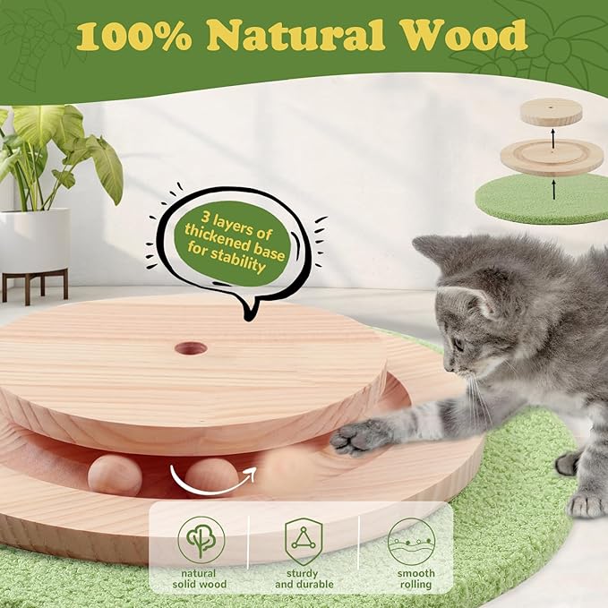 Cat Scratching Post for Indoor Cats,39.4'' Tall Cat Scratching Post with Sisal Rope,Self Groomer,Hanging Spring Ball,Wood Interactive Ball,Cat Activity Center for Adults Cats Kittens