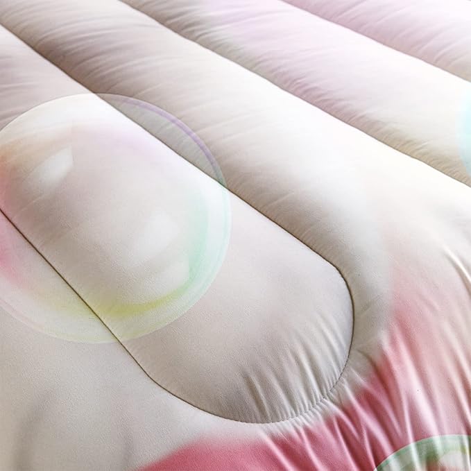 AILONEN Kawaii Cat Comforter Set Full Size, Bubble Lovely Hairy Cat Bedding for Kids Girl and Toddler,Soft and Lightweight 3Pcs (1 Comforter + 2 Pillowcases) Pink