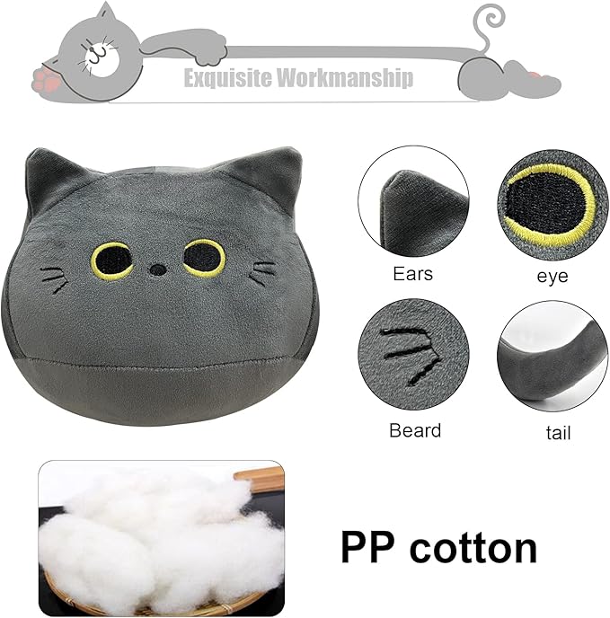 10'' Cute Gray Cat Plush Toys, Soft Cat Pillow Squishy Plushies, Cat Stuffed Animals Kawaii Plush Toys Home Decoration Gift for Cat Lovers Kids Boys Girls (Gray, 10 Inch)
