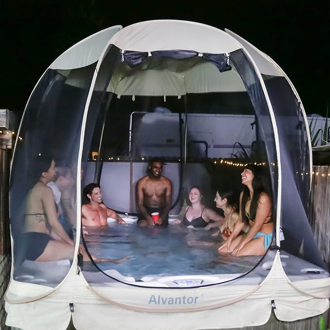 Alvantor Screen House Gazebo, 6-10-15 Person Pop Up Igloo Screened Canopy Tent with Mosquito Netting Sides, Instant UV Resistant Sun Shelter for Garden, Patio, Backyard