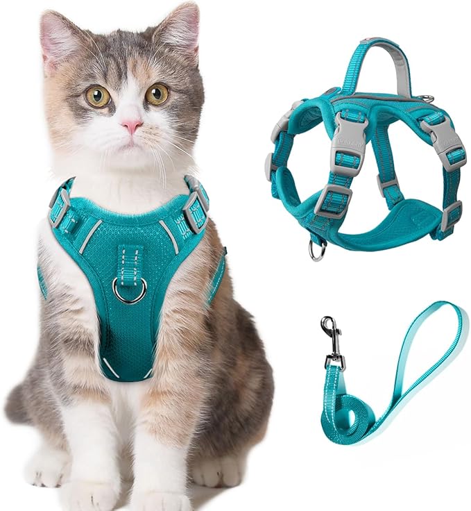 Cat Harness and Leash Set for Walking Escape Proof for Small Large cat Kitten Harness with ID tag Pocket (Blue,XS)