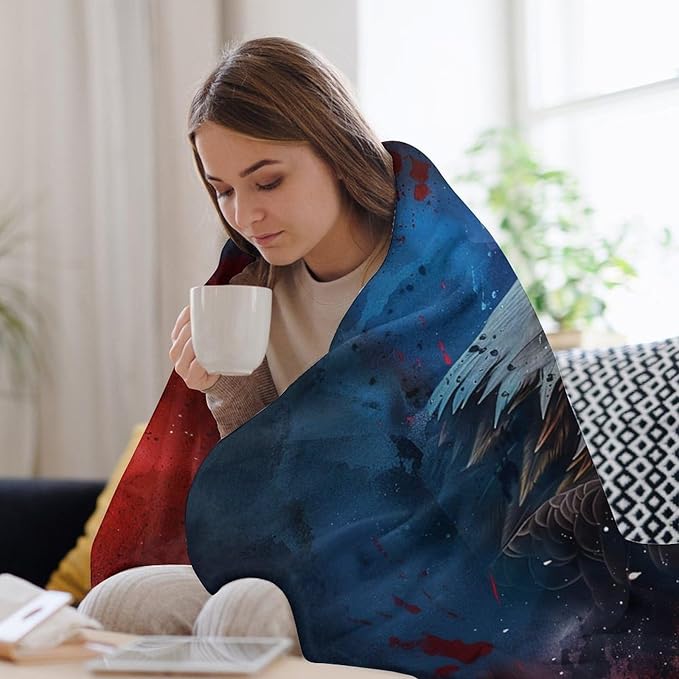 American Flag Bald Eagle Throw Blanket Patriotic Print Blankets Gifts Couch Sofa Bed Stuff Decor Soft Cozy Fleece Plush Flannel Bedding for Lover Men Women Adults 50"x60"