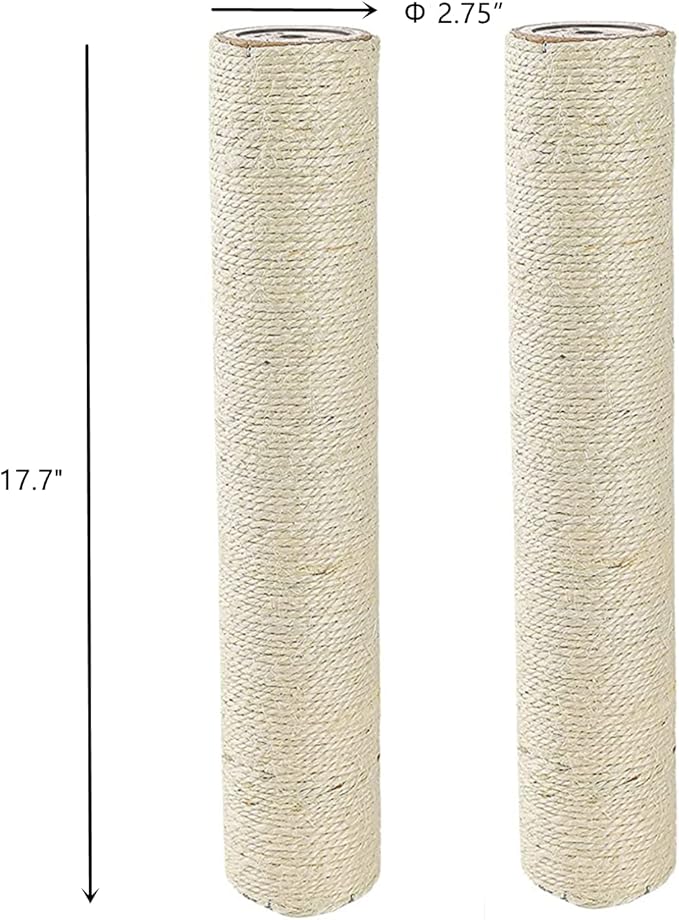 SHENGOCASE 17.7" L, Ø 2.75" Cat Tree Replacement Post Pole with M10 Bolt, Cat Tower Relacement Post, DIY Cat Scratching Post Replacement Part Pole