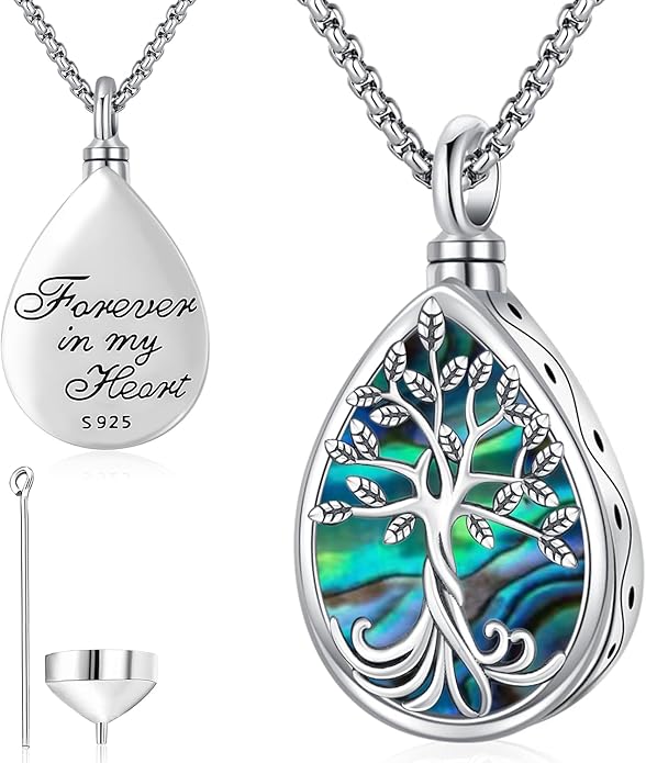 Aniu Cremation Jewelry for Ashes S925 Sterling Silver Urn Necklace Memorial Necklace for Human Ashes of Loved Ones Keepsake Pendant for Men Women
