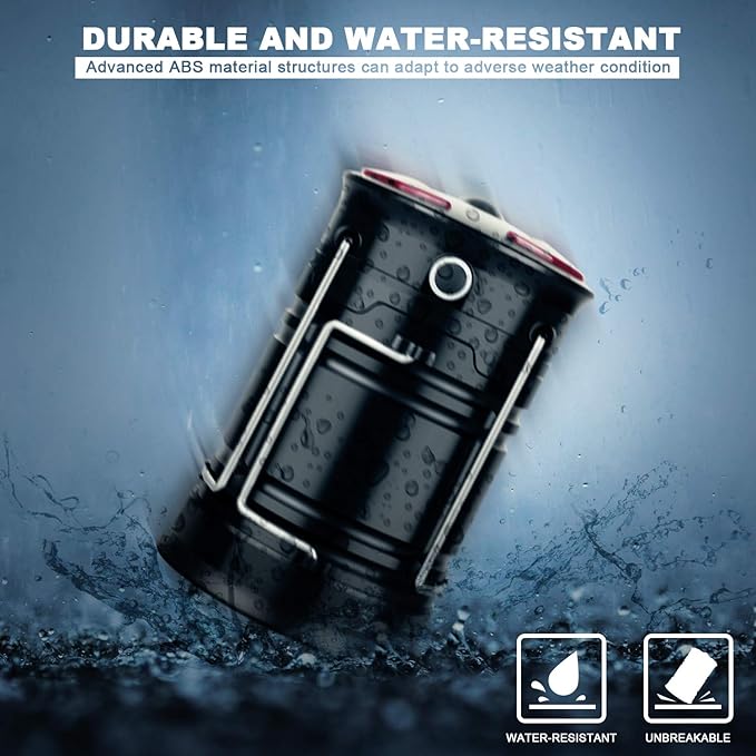 4 Pack Lantern Camping Essentials Lights, Led Flashlight for Power Outages, Tent Lights for Emergency, Survival Gear and Supplies for Hurricane, Rechargeable and Battery Powered Operated Lamp