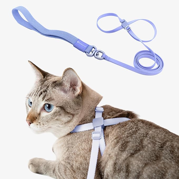 Cat Harness and Leash Set - U.S. IDA Bronze Awarding Design, Escape Proof and Anti-Chocking, for Walking and Training, Lighweight for Kitten and Small Large Cat and Puppy(Armor Blue)