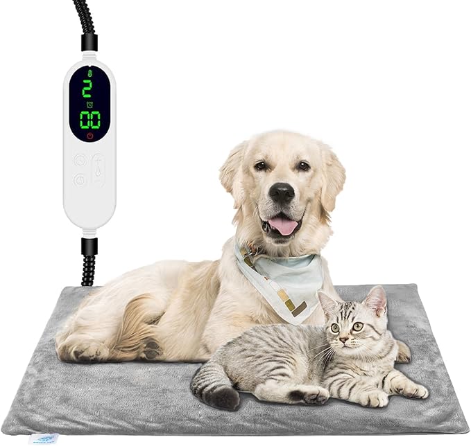 Pet Heating Pad for Cats Dogs, Electric Cat Heating Pad Indoor with Timer, 9 Level Temperature Dog Heating Pad Waterproof Heated Dog Pad Mat for Puppy Dog Cat (35" x 24")