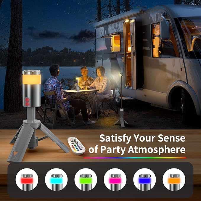 AlpsWolf Camping Light , Telescopic Camping Lantern Rechargeable with 15 Color Temperatures Waterproof Portable Lanterns for Power Outages,Camping,Hiking,Emergency Gray