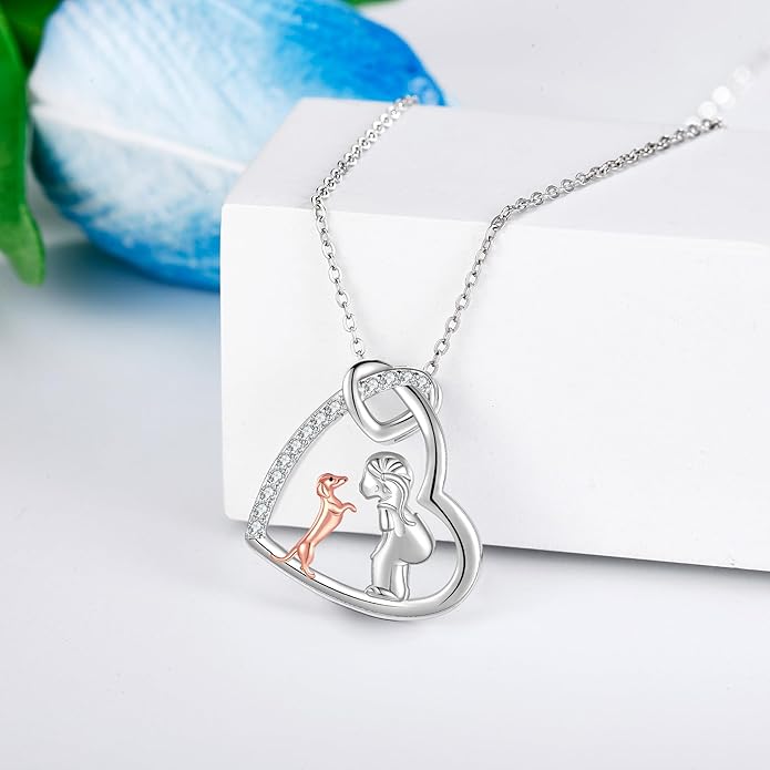 Animal and Human Necklace Sterling Silver 925 Cute Animal Necklaces Jewelry Gift For Women
