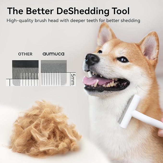 Aumuca Pet Deshedding Tools for Short Haired Cats & Dogs, Dematting Deshedding Brush Cats Shedding Tool, Dog Undercoat Brush, Gently and Effectively Remove Loose Hair, Highly Deshedder Grooming Combs
