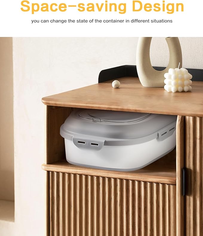 ANVS Dog Food Storage Container - Up to 30Lbs Collapsible Dog Food Container with Airtight Lids, Scoop and 2.5L Small Pet Food Storage Container Dry Food For Dog, Cat and Other Pet Food (Grey)