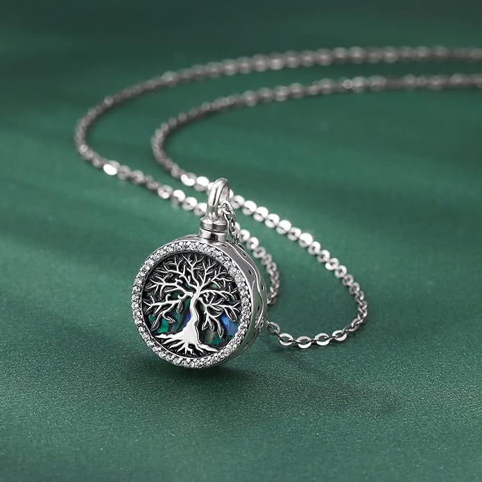 Aniu Cremation Jewelry for Ashes S925 Sterling Silver Urn Necklace Memorial Necklace for Human Ashes of Loved Ones Keepsake Pendant for Men Women