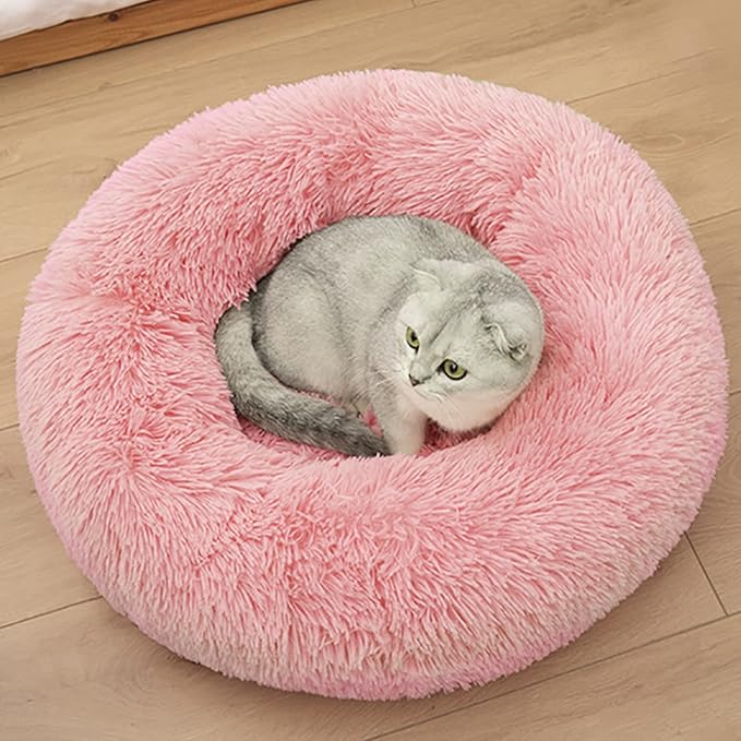 Nisrada Dog Bed for Small Medium Large Dogs, 24 inch Calming Dogs Bed, Washable-Round Cozy Soft Pet Bed for Puppy and Kitten with Slip-Resistant Bottom