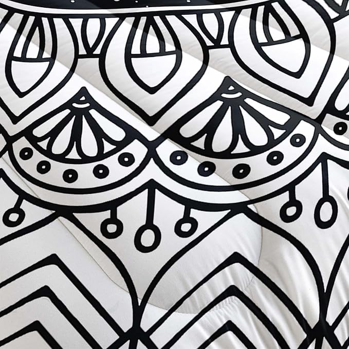 AILONEN Moth Comforter Set for Girls Kids Teens, Boho Death Moth Print Bedding Set Full Size,Fantastic Mandala Sun Moon Quilted Duvet,1 Comforter 2 Pillowcases 3 Piece