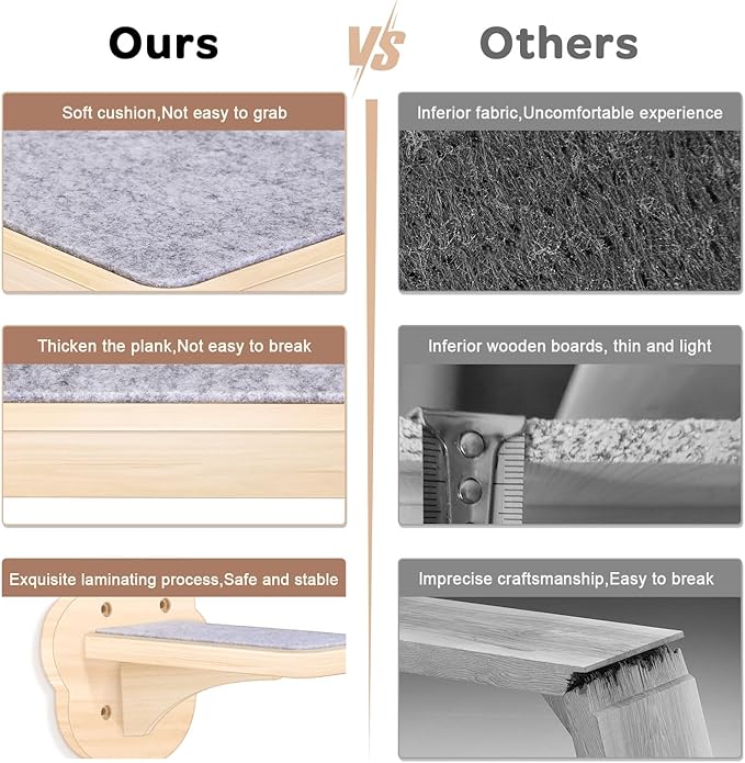 Cat Wall Shelves with 3 Steps and Hammock Cats Wall Furniture for Medium/Small Cats for Climbing Shelf Play Area.