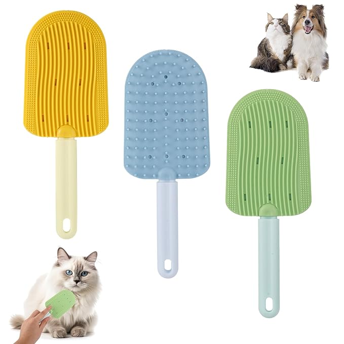 3pcs Cat Tongue Combs, Double Sided Cat Grooming Tongue Brush with Comfort Grip Handle Cat Tongue Licking Hair Comb Pets Shedding Brush for Grooming Hairballs & Keeping Clean