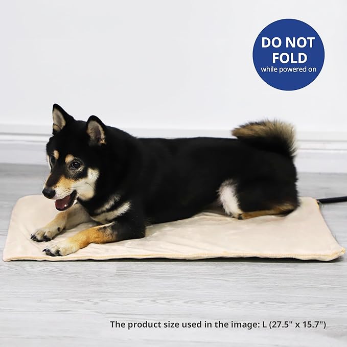 NICREW Pet Heating Pad for Dogs and Cats, Heated Dog Bed with Steel-Wrapped Cord and Soft Fleece Cover, 27.5 x 17.5 Inches, 50 Watts