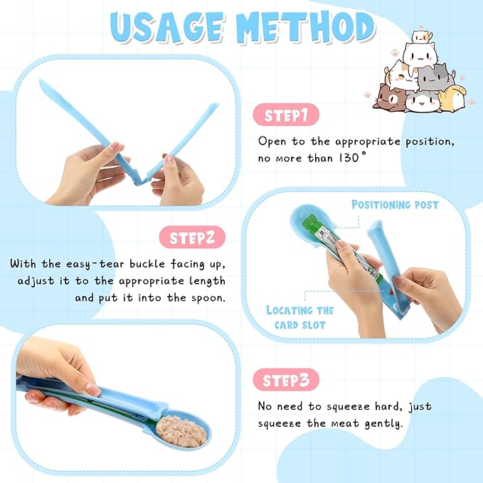Baderke 2 Pieces Cat Strip Squeeze Spoon for Puree and Bisque Delectable Lickable Wet Treat Sliding Happy Spoon Liquid Snack Dispenser for Cat Feeder Pet Feeding Food Storage, Pink Blue