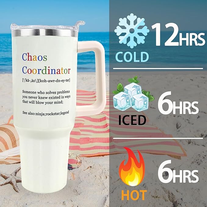 40 oz Tumbler with Handle and Straw Lid Leak Proof - Thank You Gifts for Women Travel Coffee Mug Insulated for Hot Cold Ice - Mothers Day Birthday Gifts for Women Nurse Teacher Mom Coworker Boss