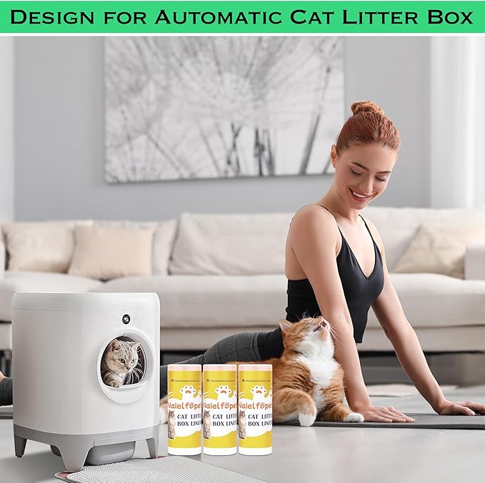 60 Count Cat Litter Box Liner Bags, 21" x 11" Disposable Portable Cat Litter Waste Receptacles Bags Compatible with PETKIT PuraX PuraMax PuraMax2 Self-Cleaning Cat Litter Box