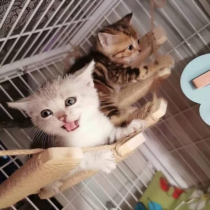 Cat Climbing Frame Bridge Use for Cat Cage Sisal Rope Cat Ladder Pet Furniture Cat Step Scratcher Post Kitten Toys Cat Tree Tower Cat Bridge