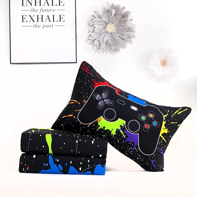 AILONEN Gamer Comforter Set for Teen Boys, Gaming Bedding Set with 1 Comforter and 2 Pillowcases