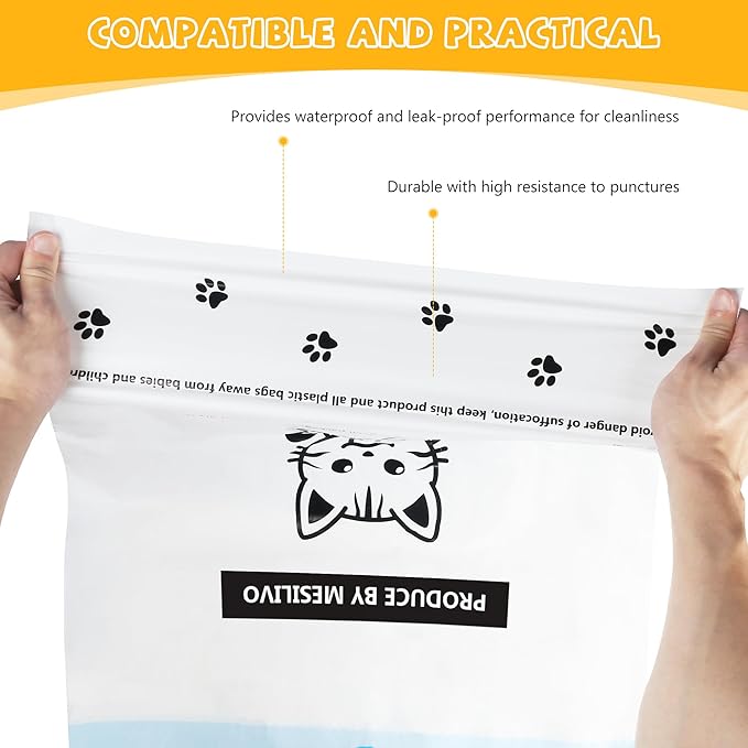 80 Counts Cat Litter box Bags for Automatic Cat Litter Box Self Cleaning, 24 x 29 Inches Extra Thick Cat Liner Bags Compatible with Litter Box Robot 4 and 3(White-Blue)