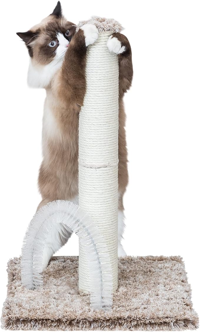 TRIXIE Lola Scratching Post with Grooming Brush, Durable Sisal, 24-in Tall, Brown