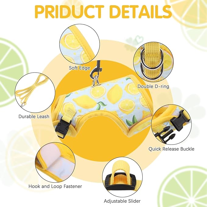 BINGPET Cat Harness and Leash Set Escape Proof for Walking,Step-in Harness with Lightweight Soft Breathable Mesh,Adjustable Easy Control Harness (Sunshine Citrine, M(Chest:10.5-13.5"))