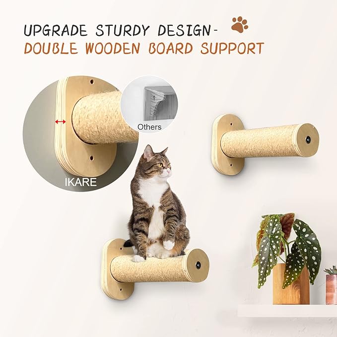 IKARE Cat Wall Shelf with Hammock,Cat Wall Shelves and Perches for Indoor, Mounted Cat Wall Hammock for Climbing, Sleeping and Playing.