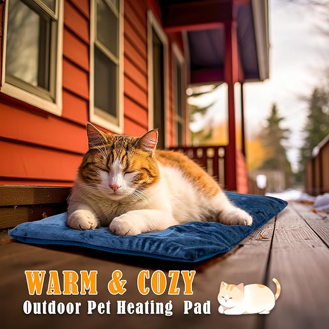 Kiroto Outdoor Heating Pad for Cats, Pet Heating Pad for Cats Outside, Waterproof Cat Warming Pad, Heated Cat Bed Safe Electric Heating Pad for Cat House, Feral Cat Heating Pad,Dog Hosue Pads,20"x16"