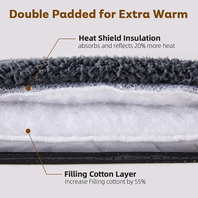 Self Warming Cat Bed Self Heating Cat Pad 29 x 19 inch Thermal Pet mat for Indoor Outdoor Pets Double Filled Cat Mat with Washable Removable Cover Non-Slip Bottom (Dark Gray)