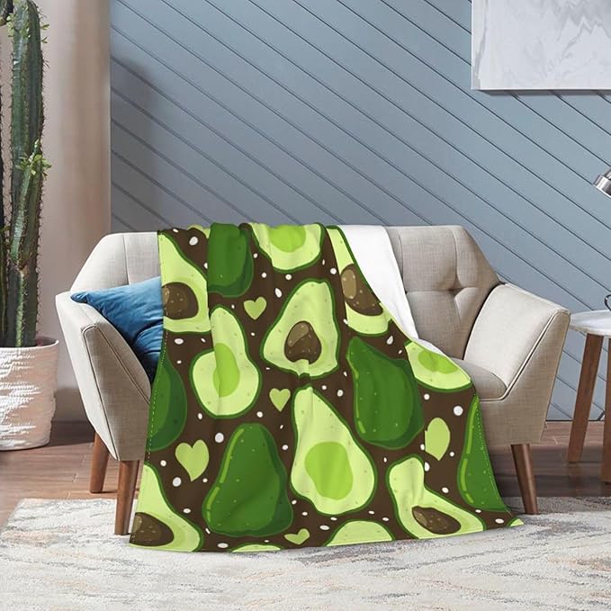 Avocado Merch Cozy Print Flannel Fleece Soft Plush Fuzzy Warm Lightweight Bedding - Avocado Gifts for Women, Men, Girls, Kids - 50"X40"