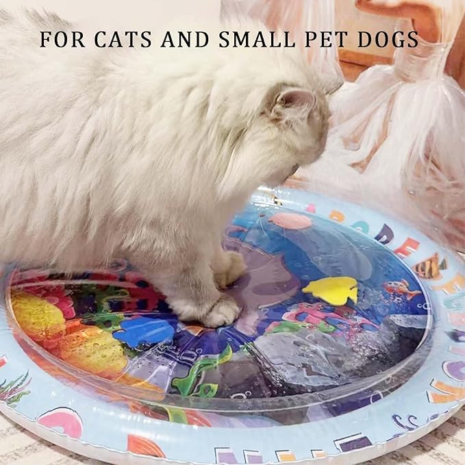 Upgrade Thickened Water Sensor Play Mat for Cats.2024 New Interactive Cool and Comfortable Thickened pet Water Sensing pad,Water Sensory Pad with Fish for Pets Kids Play