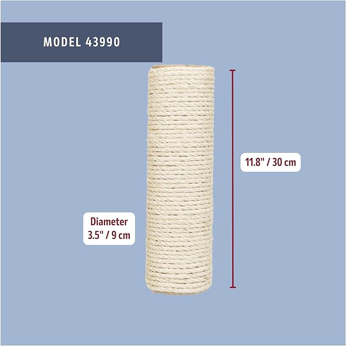 TRIXIE Replacement Sisal Post for Scratching Posts, Cat Trees and Cat Towers, 3.5 in x 11.8 in (9 x 30 cm)