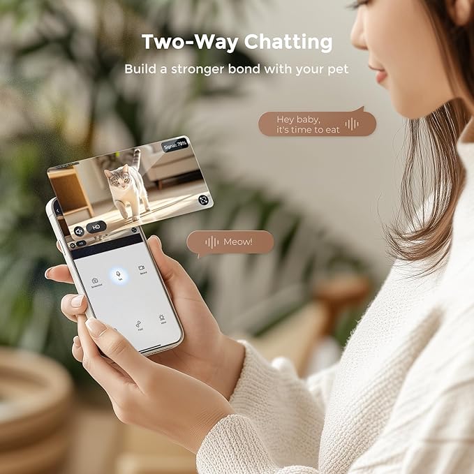 Automatic Cat Feeder for 2 Cats with Camera: Automatic Food Dispenser with Elevated- 2.4G WiFi HD Video and Night Vision| Dual Auto Feeder with 2-Way Audio| Timed Pet Feeder for Multi Cats