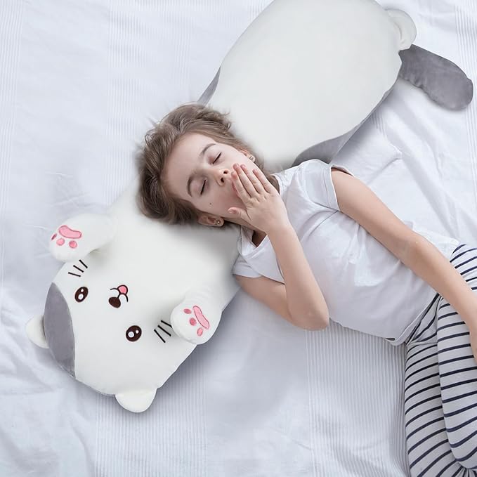 28 inch Cat Plush Body Kitty Pillow, Soft Giant Doll Cute Kitten Squishy Cat Stuffed Animal Toy Gifts for Kids, Birthdays