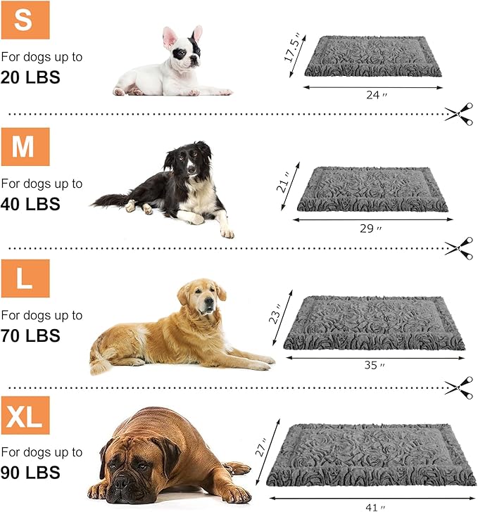 2 in 1 Dog Bed Crate Pad Mat Washable Reversible (Cool & Warm) Soft Fluffy Pet Kennel Beds for Large Medium Small Puppy Cat Sleeping Mattress Machine Wash Dog Cooling Mats (Dark Grey, 35" 23"*1.5")