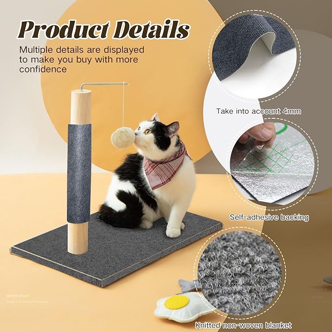 2 Pcs Cat Scratching Mat, Climbing Self Adhesive Cat Scratch Pad, Adjustable Sofa Protection Pad, Cat Climbing Pad Wall Sticker, Cat Scratch Board to Protect Furniture (Dark Gray, 39.3’’x15.7’’)