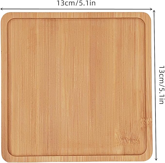 4PCS Mosaic Bamboo Coasters for Crafts, Blank Base Trays, Drinking Cup Coaster, Plant Coaster, Art Plate,DIY Mosaic Supplies (Square L)