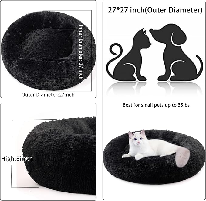 Nisrada Dog Bed for Small Medium Large Dogs, 27 inch Calming Dogs Bed, Washable-Round Cozy Soft Pet Bed for Puppy and Kitten with Slip-Resistant Bottom