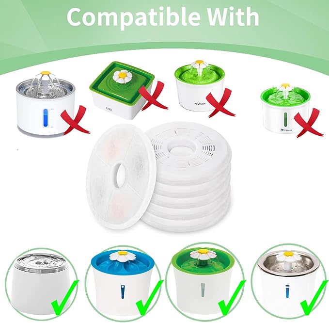 12 Pack Cat Water Fountain Replacement Filters Fit for 3L Flower Water Dispenser Automatic Pet Dog Cat Fountain Filter