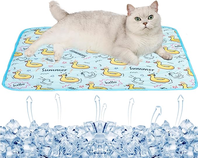 Dog Ice Pad Ice Silk Cats Kennel Mat Pet Cooling Pad Summer Cool Bamboo Mat Breathable Pad (Duck, S)