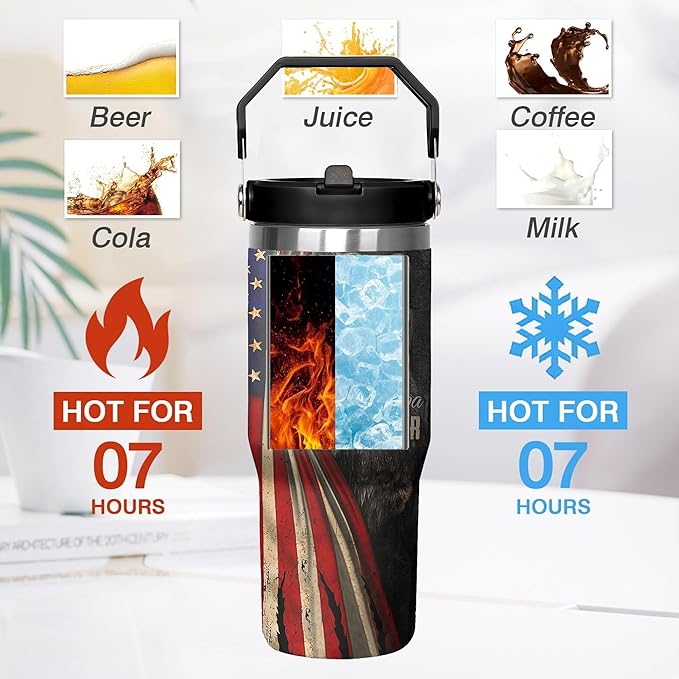 30 Oz Papa Bear Tumbler with Handle and Straw, 30 Oz Leak Proof Insulated Papa Bear Mug, Double Wall Stainless Steel Papa Bear Cup, Papa Bear Gifts for Dad and Papa Bear Fathers Day Gift