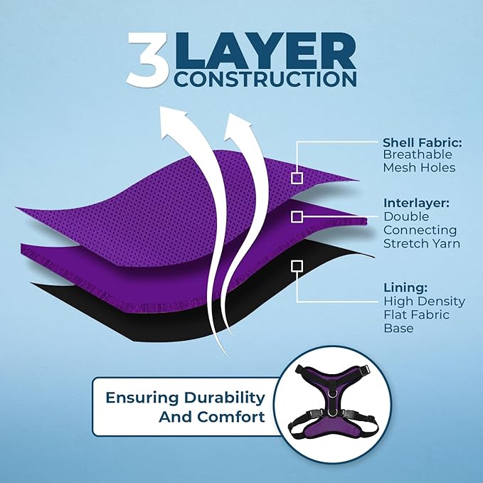 Voyager Step-in Lock Pet Harness - All Weather Mesh, Adjustable Step in Harness for Cats and Dogs by Best Pet Supplies - Purple/Black Trim, XL