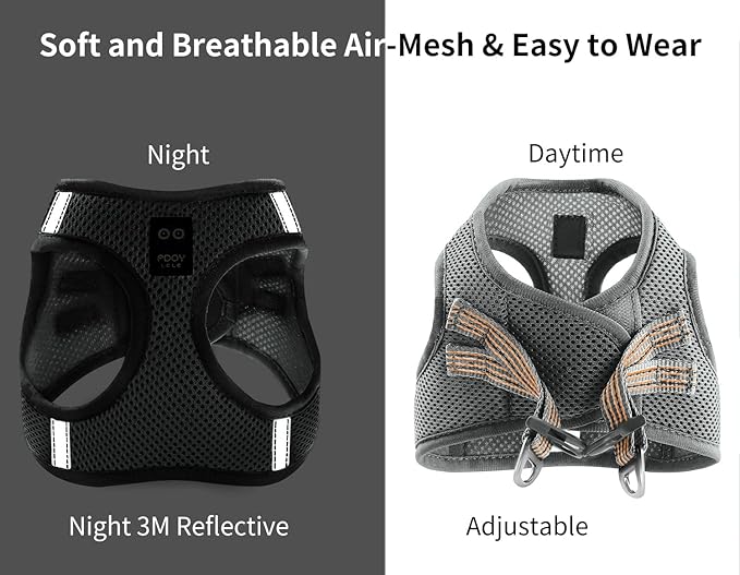 Cat Harness and Leash for Walking Escape Proof, Adjustable Soft Mesh Comfortable Vest Harnesses, Breathable Reflective Strips Step-in Jacket