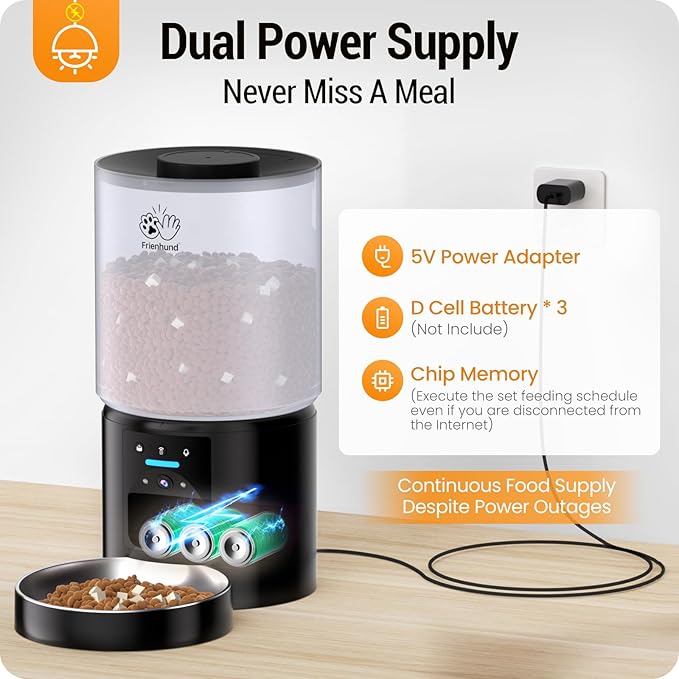 Automatic Cat Feeder with 2K HD Camera: 5G WiFi Automatic Dog Feeder with Sealed Outlet, 5L Large Cat Food Storage Container with Freshness for Multiple Pets,Detachable for Easy Clean-21 Cup