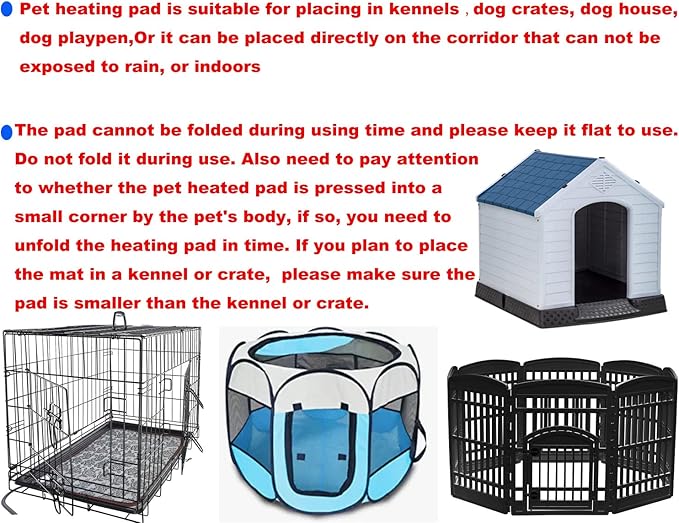 Pet Heating Pad for Large Dogs Cats, 34X21 inch, Waterproof, Easy Clean, Temperature Adjustable, Safety Instructions