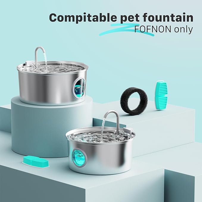24 Cat Water Fountain Filters, 12 Pieces of Filters + 12 Pieces Sponges of Cat Fountain, Filter Loose Hair (Sponges), Triple Filtration (Filters), Suitable for “B0CL4WMX6Z” & ”B0CLGPCNHN”
