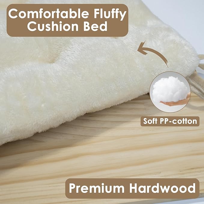 Cat Window Perch, Cat Window Hammock with Cushion Bed, Solid Wood Seat & Strong Suction Cups, Safety Cat Bed Window, Easy to Install Cat Indoor Furniture for Large Cats and Kittens